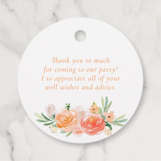 Waterverf Dachshund en Perzikbloemen Dank u Bedankjes Labels (Achterkant)