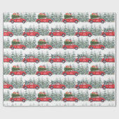 Waterverf Dachshund Red Car Winterforest Pattern Cadeaupapier (Vlak)
