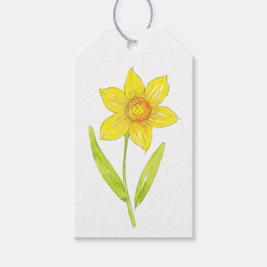 Waterverf Daffodil 2 Cadeaulabel (Voorkant)