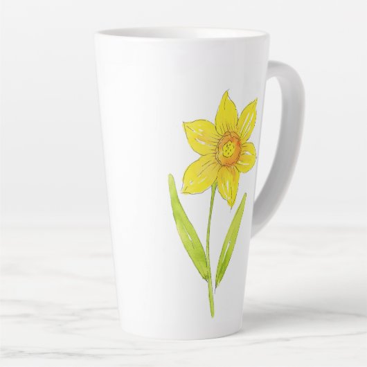 Waterverf Daffodil 2 Latte Mok (Rechterhoek)