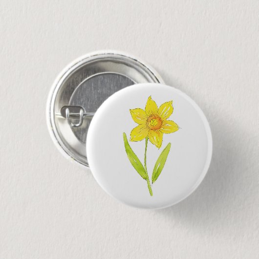 Waterverf Daffodil 2 Ronde Button 3,2 Cm (Voorkant /achterkant)