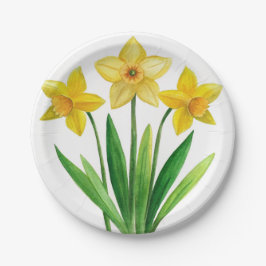 Waterverf Daffodil Ditzy Bloempapier Borden Papieren Bordje