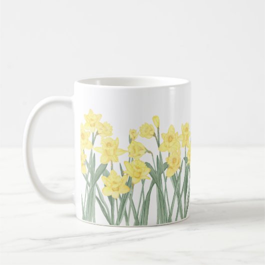 Waterverf Daffodil Ditzy Floral Koffiemok (Links)