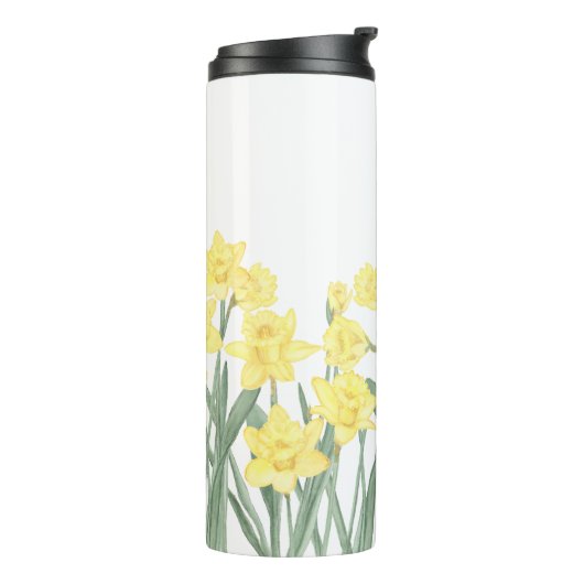 Waterverf Daffodil Ditzy Floral Pattered Thermosbeker (Gedraaid links)