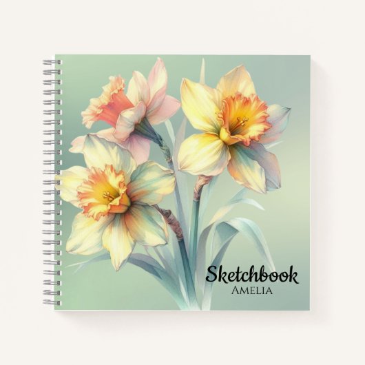 Waterverf Daffodil Flowers Sketchbook Notitieboek (Voorkant)