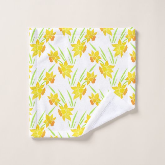 Waterverf Daffodil Patroon Bad Handdoek (Wasdoekje)