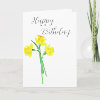 Waterverf Daffodils Birthday Kaart