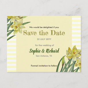 Waterverf Daffodils bloemenportret Bewaar de datum Aankondigingskaart