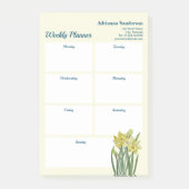 Waterverf Daffodils Botanische Wekelijkse Planner Post-it® Notes (Voorkant)