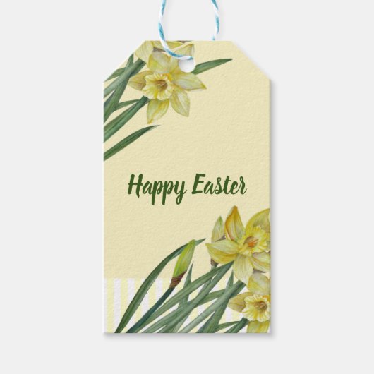 Waterverf Daffodils Flower Portrait Illustratie Cadeaulabel (Voorkant)