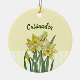 Waterverf Daffodils Flower Portrait Illustratie Keramisch Ornament