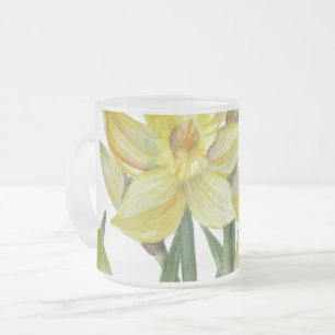 Waterverf Daffodils Flower Portrait Illustratie Matglas Koffiemok