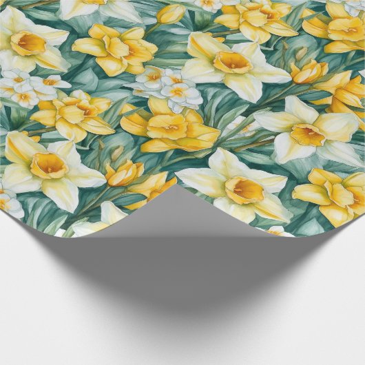 Waterverf Daffodils wrappen papierrol Cadeaupapier (Hoek)