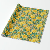 Waterverf Daffodils wrappen papierrol Cadeaupapier (Uitgerold)