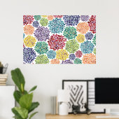 Waterverf Dahlia Flowers Bright Poster Art Print (Thuiskantoor)