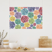 Waterverf Dahlia Flowers Bright Poster Art Print (Keuken)