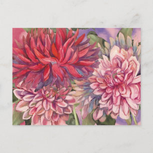 waterverf dahlias bloemen briefkaart
