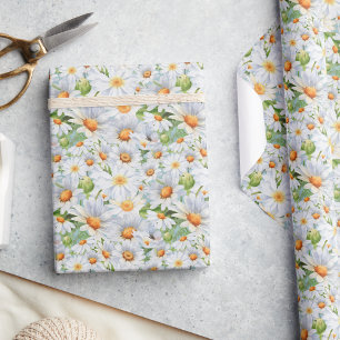  Waterverf Daisies en Vlinderpatroon Cadeaupapier