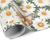 Waterverf Daisies en Vlinders Cadeaupapier (Rol Hoek)
