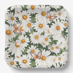 Waterverf Daisies en Vlinders Papieren Bordje