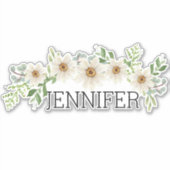 Waterverf Daisies Floral Monogram Naam Sticker (Voorkant)