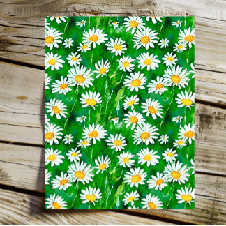 Waterverf Daisies in een Groen Veld