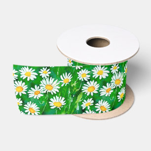 Waterverf Daisies in een Groen Veld Lint