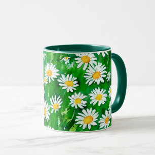 Waterverf Daisies in een Groen Veld Mok