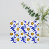 Waterverf Daisies op Denim Blue Briefkaart (Staand voorkant)