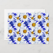 Waterverf Daisies op Denim Blue Briefkaart (Voorkant / Achterkant)