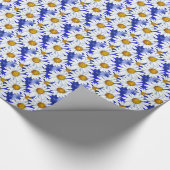 Waterverf Daisies op Denim Blue Cadeaupapier (Hoek)
