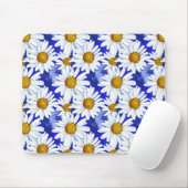 Waterverf Daisies op Denim Blue Muismat (Met muis)