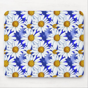 Waterverf Daisies op Denim Blue Muismat