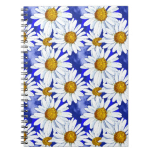 Waterverf Daisies op Denim Blue Notitieboek