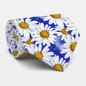 Waterverf Daisies op Denim Blue Stropdas (Opgerold)