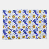 Waterverf Daisies op Denim Blue Theedoek (Horizontaal)