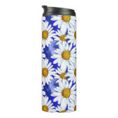Waterverf Daisies op Denim Blue Thermosbeker (Geroteerd rechts)