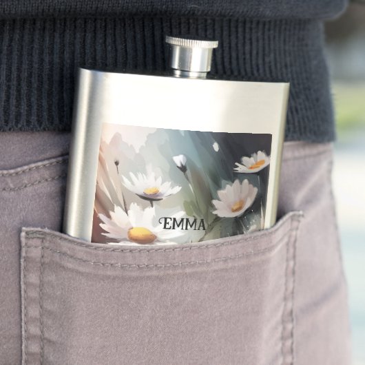 Waterverf Daisies Patroon Aangepaste naam Flacon (Voorbeeld)