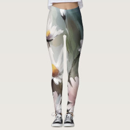 Waterverf Daisies Pattern Leggings