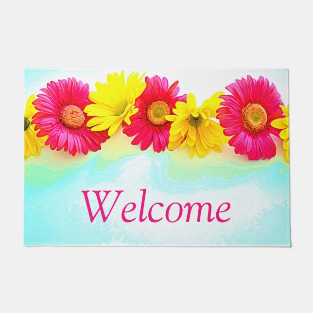 Waterverf Daisies Welcome Mat (Voorkant)