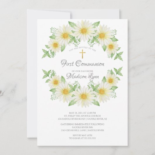 Waterverf Daisy Bloemencommunie Kaart (Voorkant)