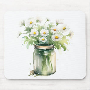 Waterverf Daisy boeket in Mason Jar Muismat