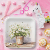 Waterverf Daisy Boeket in Pot Papieren Bordje (Feest)