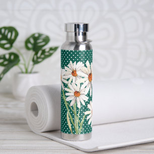 Waterverf Daisy Bouquet over gelaagde Stippen Waterfles