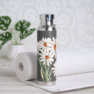 Waterverf Daisy Bouquet over gelaagde Stippen Waterfles