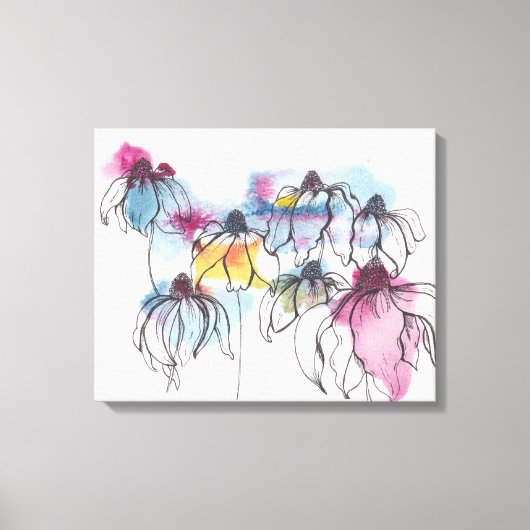 Waterverf Daisy Canvas Afdruk (Voorkant)