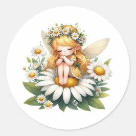 Waterverf Daisy Fairy Ronde Sticker