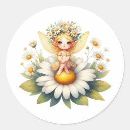 Waterverf Daisy Fairy Ronde Sticker
