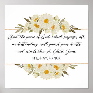 Waterverf Daisy Floral Scripture Poster