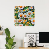 Waterverf Daisy Flowers Tuin Poster (Thuiskantoor)